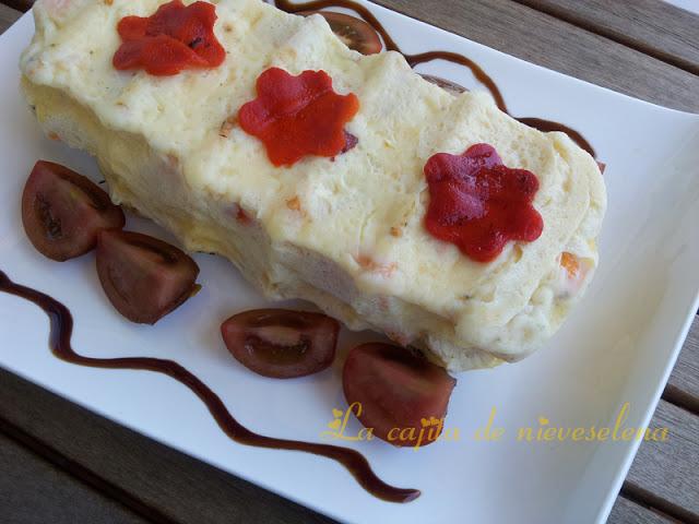 Pastel de rape y gambones en microondas