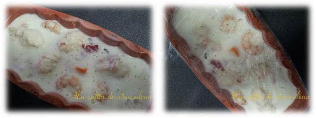 Pastel de rape y gambones en microondas