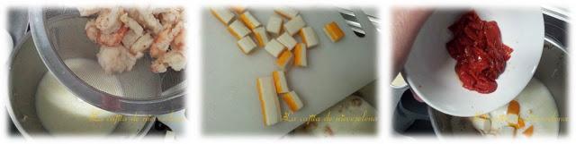 Pastel de rape y gambones en microondas