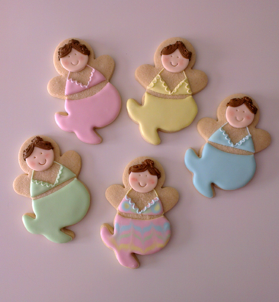 ♥ Galletas decoradas niñas y sirenas. Challenge yourself: Wet on wet