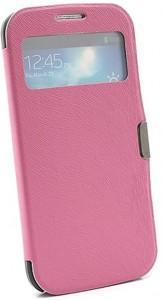 Funda de cuero para el Galaxy S4 en estilo de S-View Cover Smart Folio Funda de cuero para Galaxy S4 - rosa