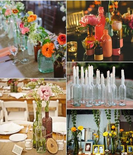 Eco chic. Bottle centerpieces