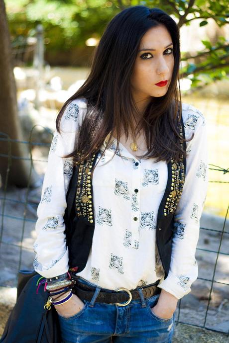 camisa de estampado tigre