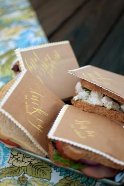 Un picnic urbano de boda Kraft Sandwich Papel envuelve ideas de la fiesta