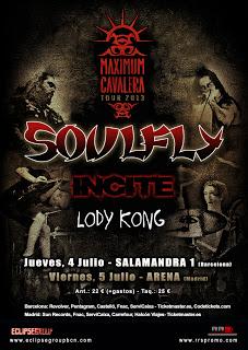 Soulfly tocarán en julio en Barcelona y Madrid