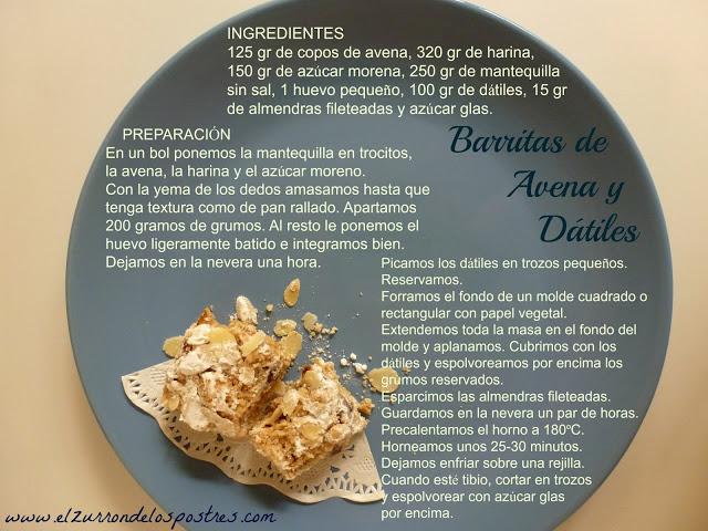 Barritas de Avena y Dátiles