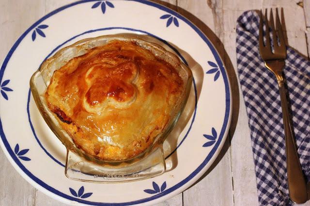 Pastel de puerros y langostinos para Astrid