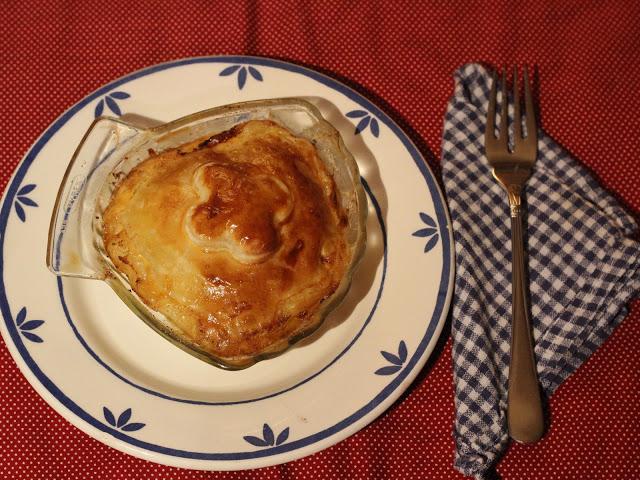 Pastel de puerros y langostinos para Astrid