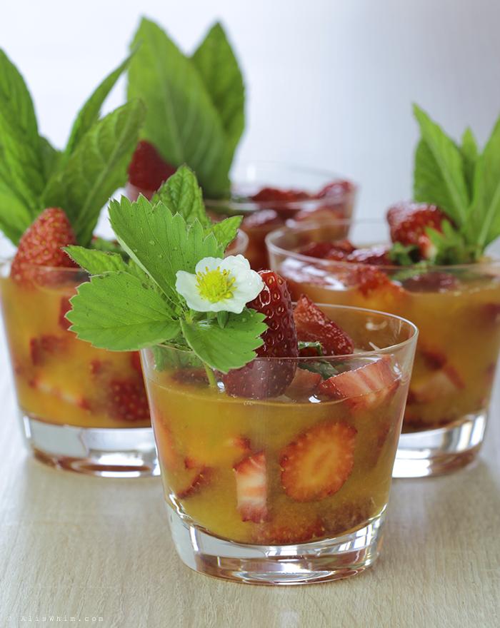 strawberries with orange and maple syrup