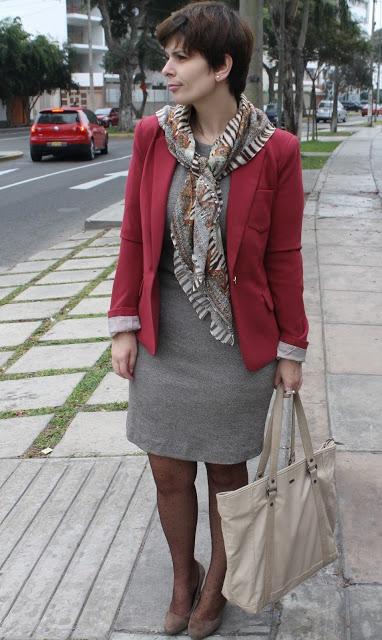 Mis looks - Un blazer borgoña & pañuelo