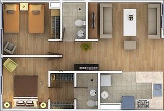 Planos 2D ambientados de departamentos en Mexico DF