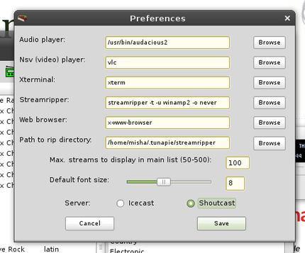 Sintonizando radios de Shoutcast en Ubuntu.
