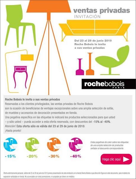 Invitación venta privada Roche Bobois