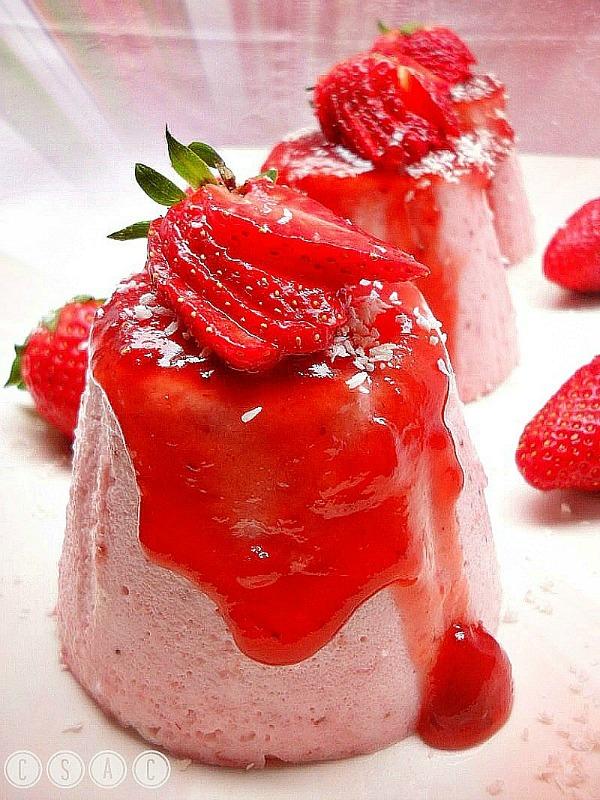 Flan de fresas