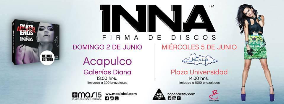 Foto: Mexican club rockers, are you ready for signing session at Acapulco and Mexico City?
Do you want know more about this?
Click here-> http://www.innadaily.com/events/firma-de-autografos-de-inna