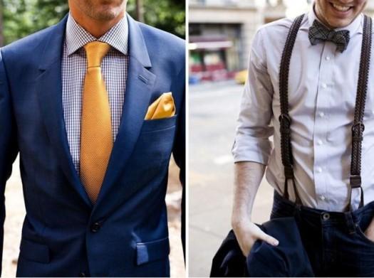 trajes azules con un detalle llamativo