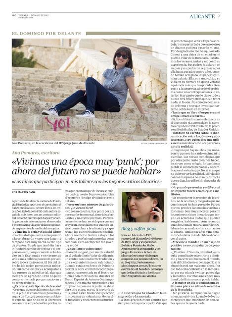 Entrevista a la escritora Ana Pomares en el Periódico ABC