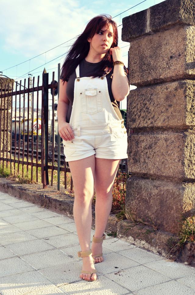 Dungarees in Cream