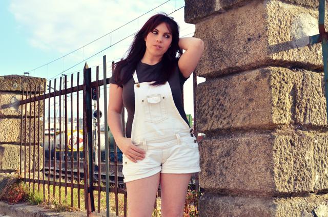 Dungarees in Cream