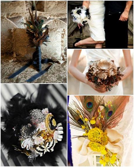 Ramos con plumas/Feathered bouquets Feather wedding bouquet
