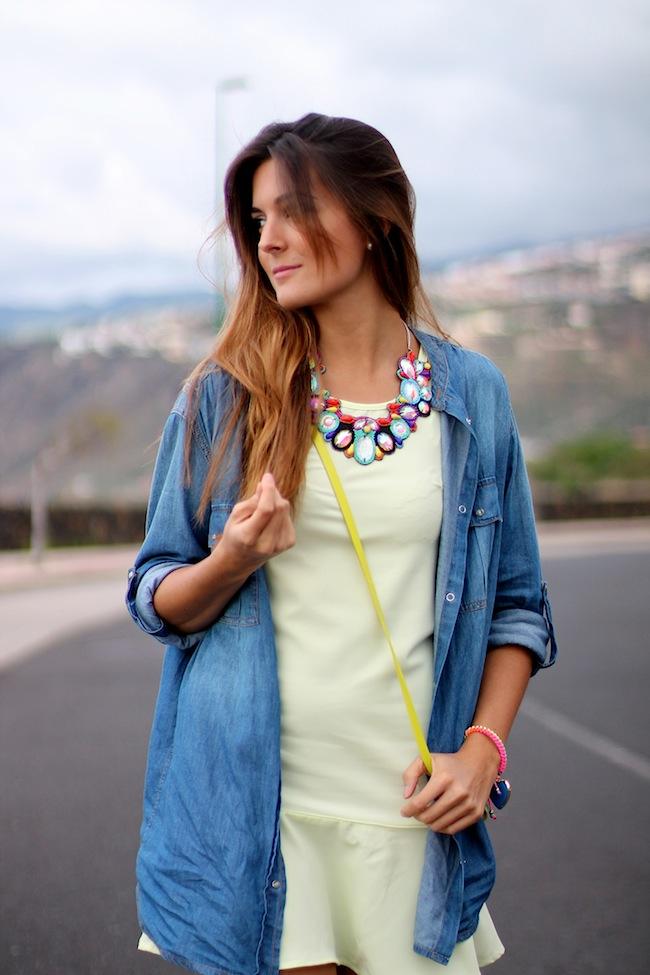 Denim blouse as jacket