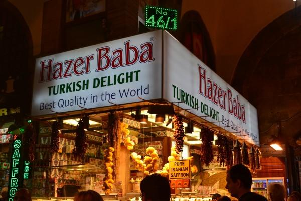 Puesto de venta de Delicias Turcas en el Spice Bazaar