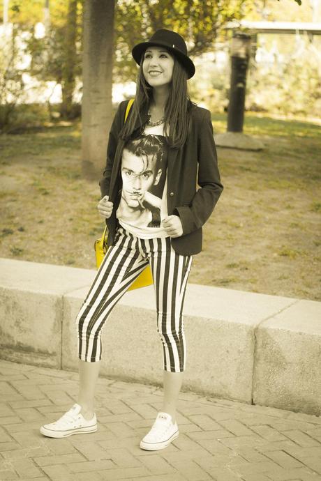 pantalones capri de rayas