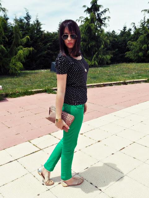 Polka dot  and green