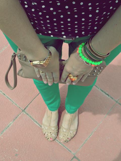 Polka dot  and green