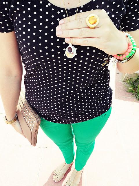 Polka dot  and green