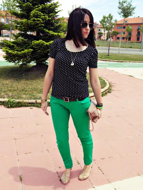 Polka dot  and green