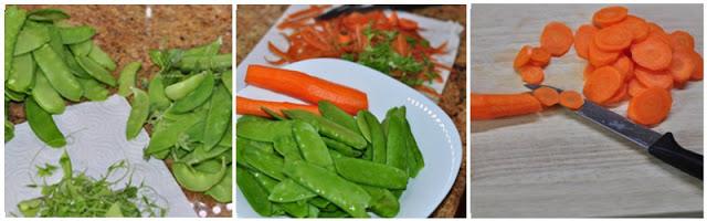 Ensalada de tirabeques, zanahorias y albahaca