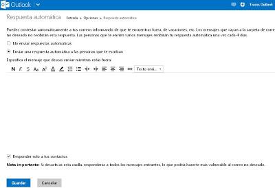 contestar correos automáticamente en outlook