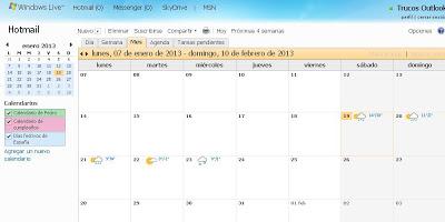 outlook calendario