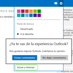 Volver a hotmail después de haber probado outlook