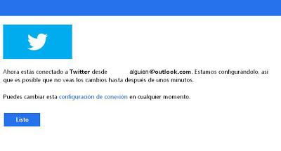 twitter y outlook conectados