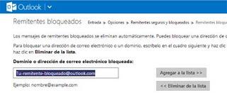 bloquear remitente en Outlook