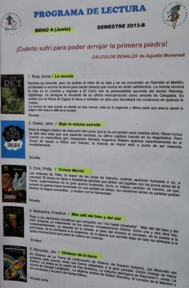 Off-Topic: El programa de lectura mensual en mi universidad