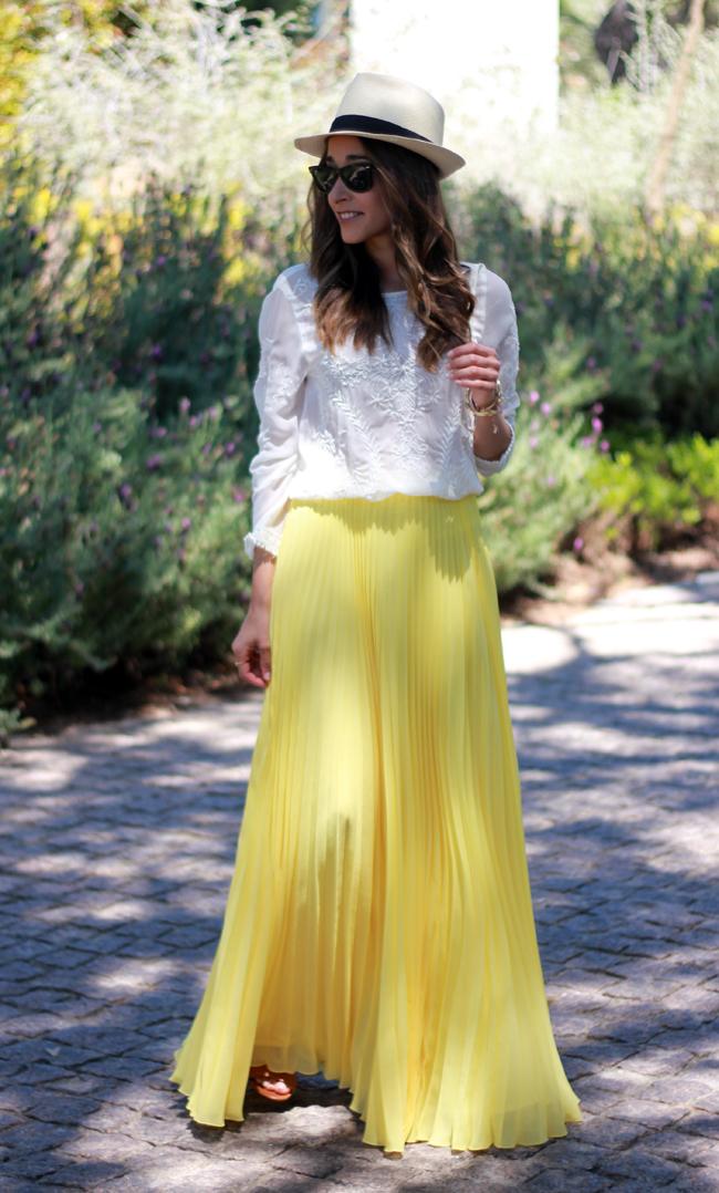 Embroidered Blouse & Pleated Skirt