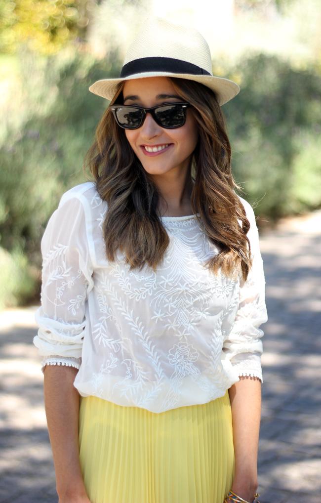 Embroidered Blouse & Pleated Skirt