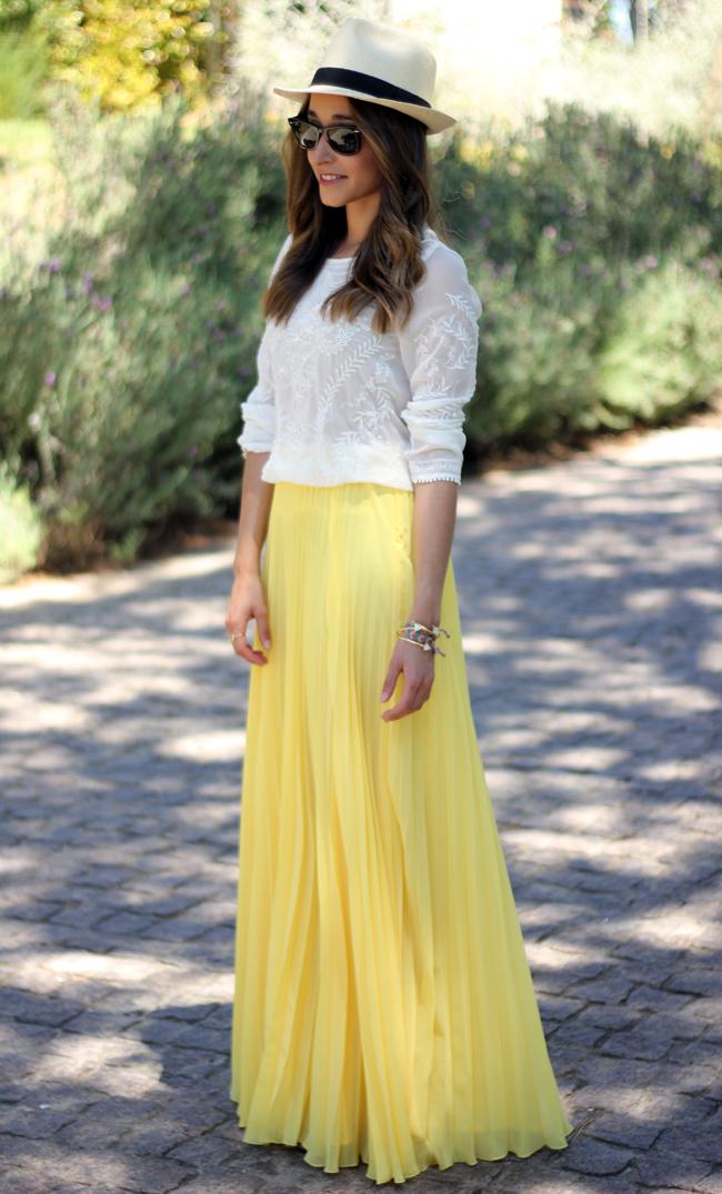 Embroidered Blouse & Pleated Skirt