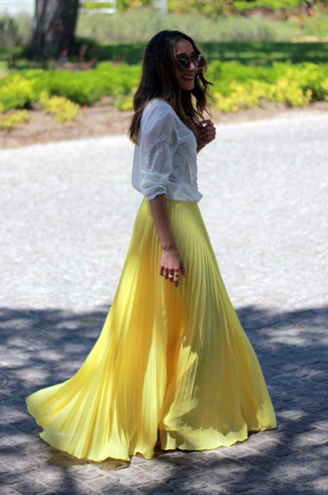 Embroidered Blouse & Pleated Skirt