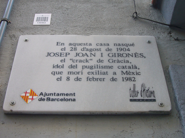 BARCELONA...JOSEP GIRONÈS, BOXEADOR DEL BARRIO DE GRÀCIA, BARCELONA ,NACIÓ EL 28 DE AGOSTO 1904-MÉXICO,MURIÓ EL  8 DE FEBRERO DE 1983...4-06-2013...