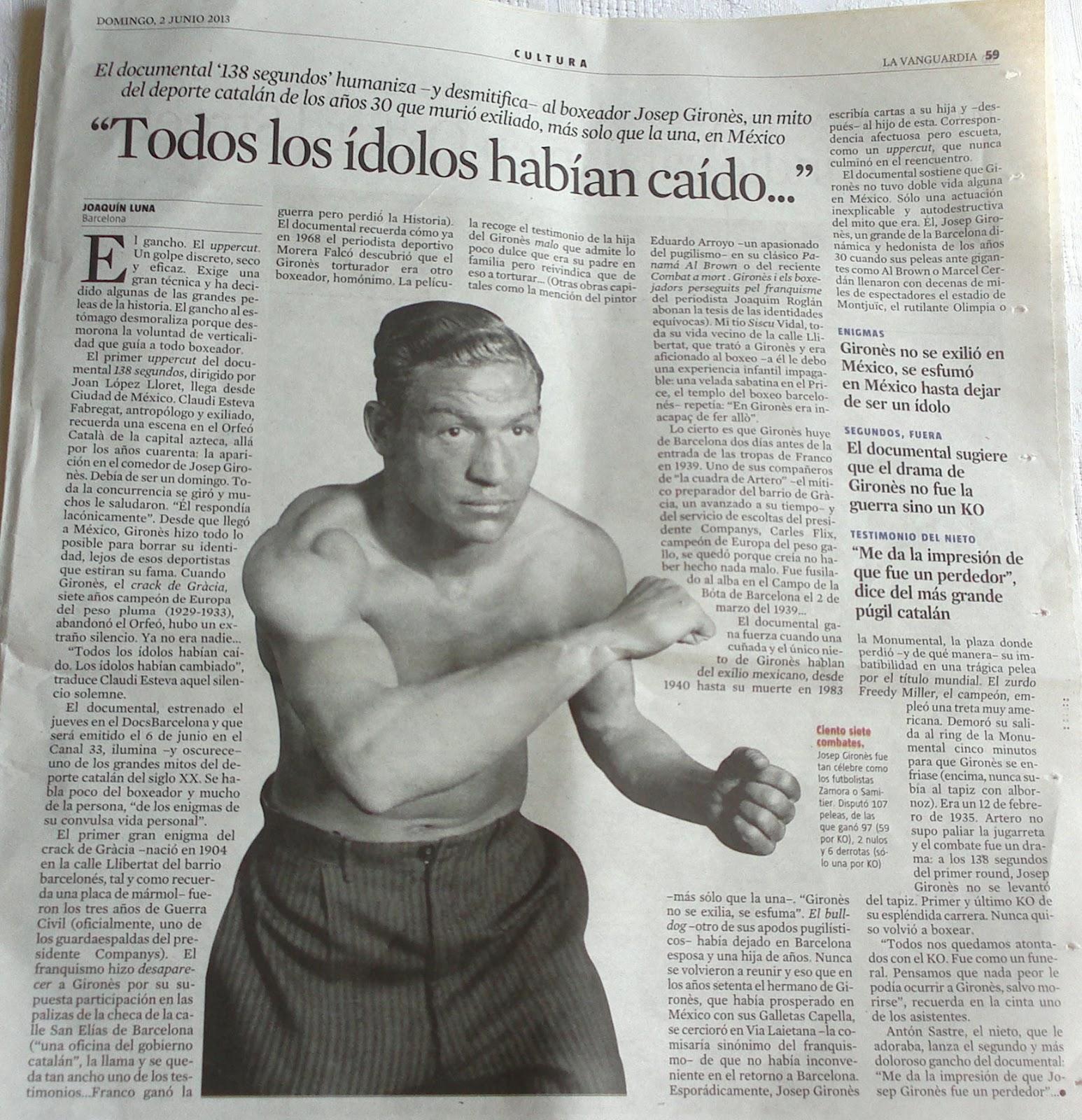 BARCELONA...JOSEP GIRONÈS, BOXEADOR DEL BARRIO DE GRÀCIA, BARCELONA ,NACIÓ EL 28 DE AGOSTO 1904-MÉXICO,MURIÓ EL  8 DE FEBRERO DE 1983...4-06-2013...