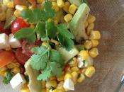 receta: ensalada tibia maíz, aguacate feta reipe: warm corn, avocado cheese salad