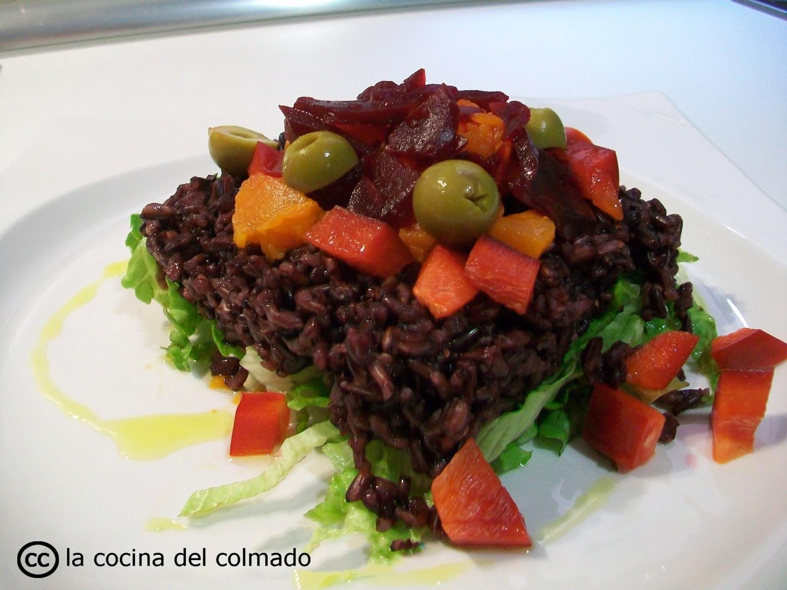Ensalada templada de arroz negro y calabaza