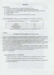 Examen de Selectividad Historia de España 2013