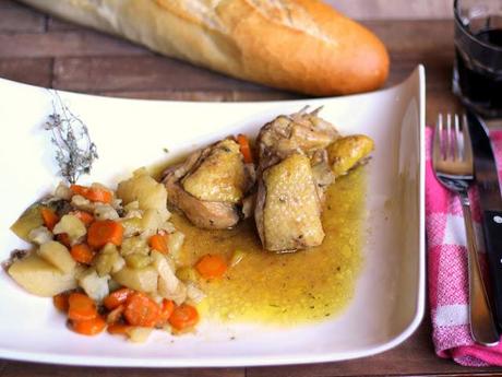 Pollo ecológico guisado en salsa. Receta