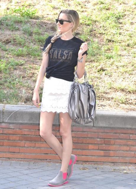 Neon Boots with lace skirt Neon Boots with lace skirt