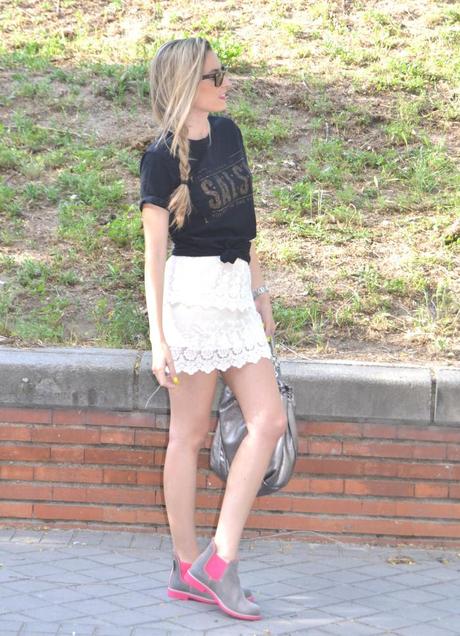 Neon Boots with lace skirt Neon Boots with lace skirt